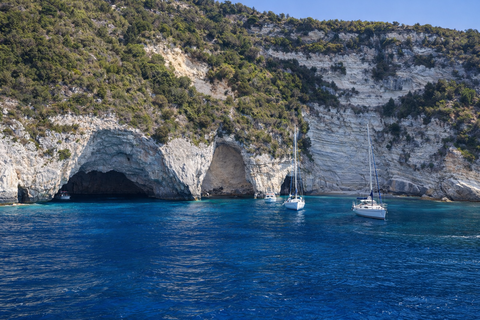 boats allegria,exclusive yacht vacations,Blue Caves,Paxos, Ionian sea,sea caves,coastal cliffs, turquoise waters, crystal clear sea,inflatable boat, rib boat,boat trip,hidden spot, rocky cliffs,attractions,allegria,canvas by mitsis messonghi, messonghi,moraitika