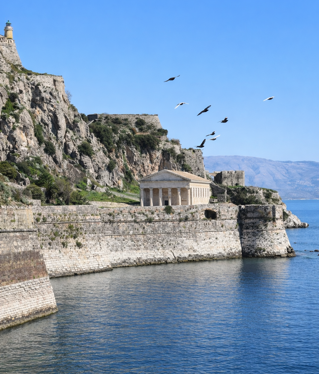 boats allegria,exclusive yacht vacations,Corfu Town, Old Fortness,selfdrive boat, boat trip, , excursion,attractions,allegria,canvas by mitsis messonghi, messonghi,moraitika